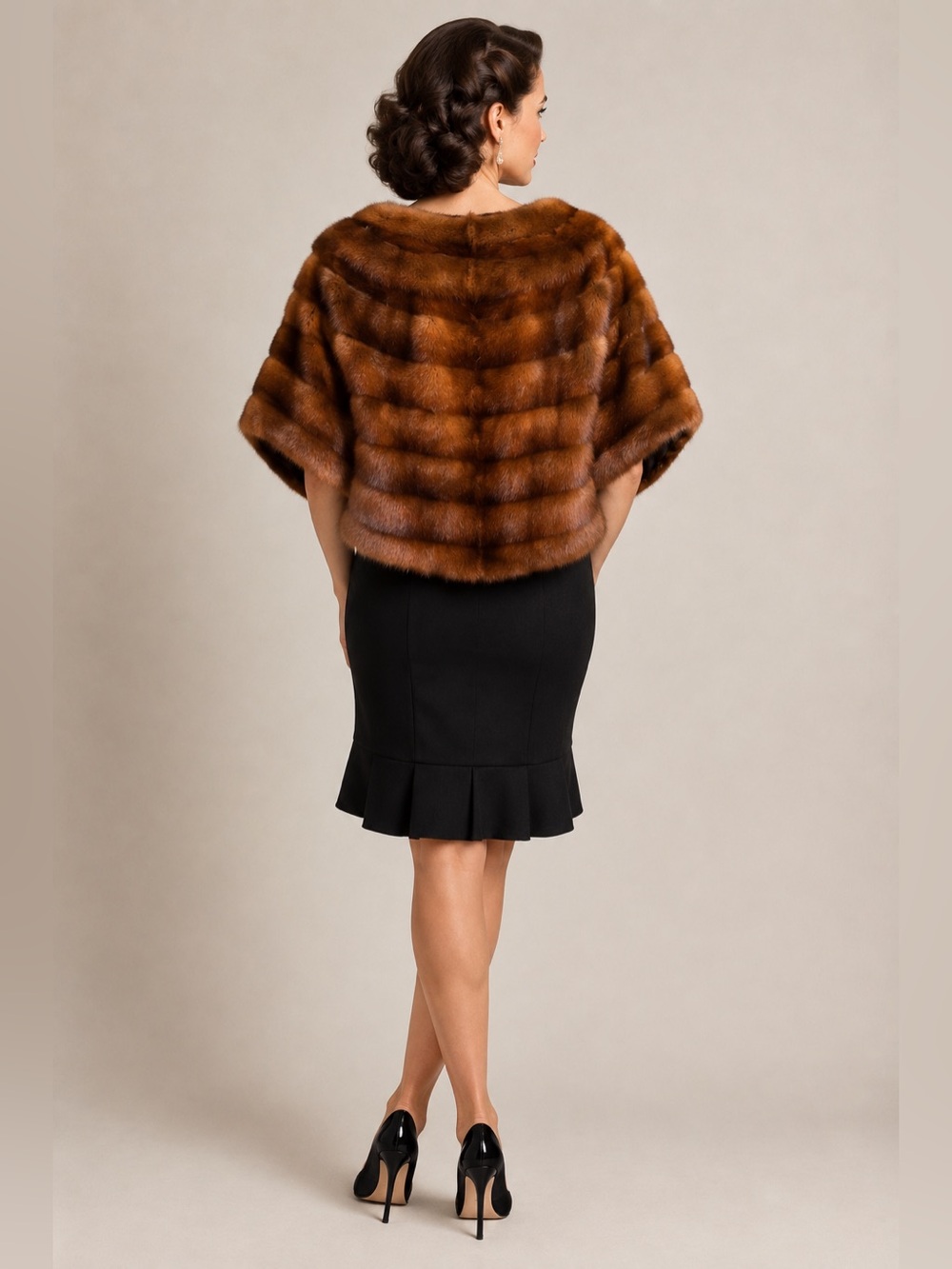 Vintage 1950s Brown Mink Fur Stole Wrap Capelet Rockabilly Fancy Dress - Picture 3 of 12
